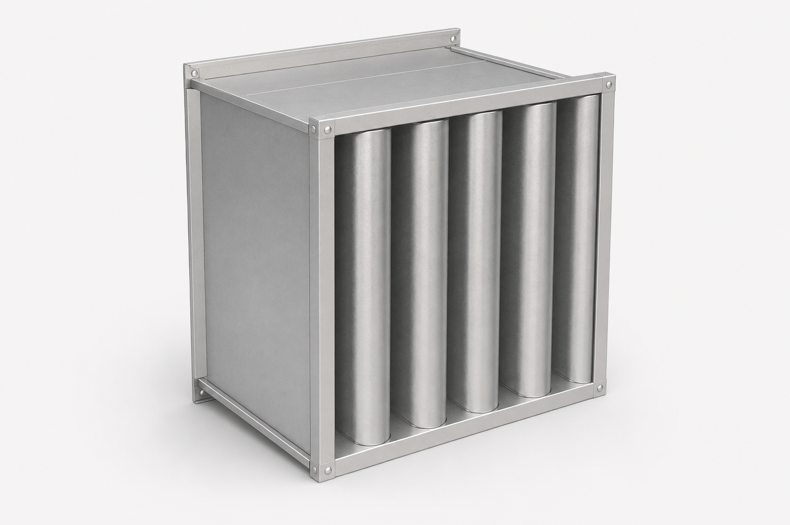 Silenciador acústico rectangular con celdillas internas